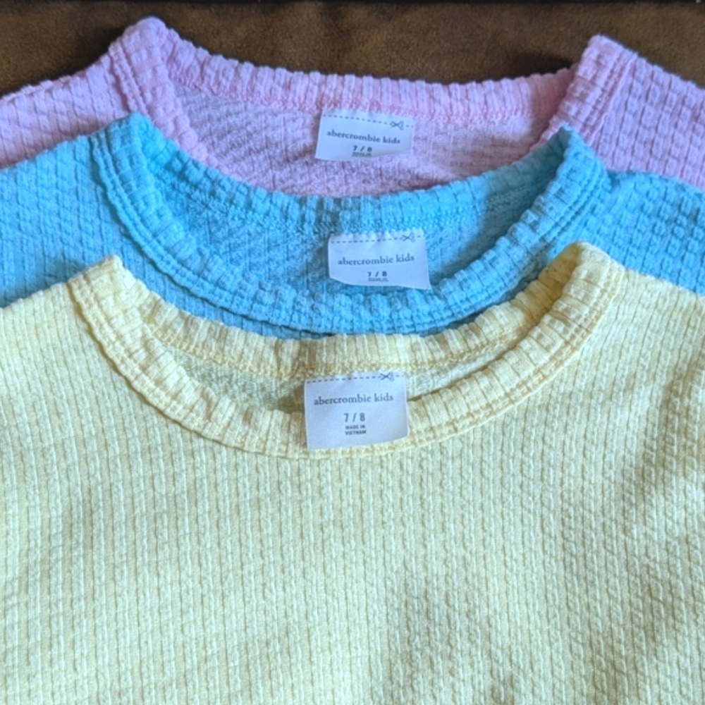 Girls Abercrombie Kids Textured Short Sleeve Tees - Size 7/8 - (Bundle of 3)
